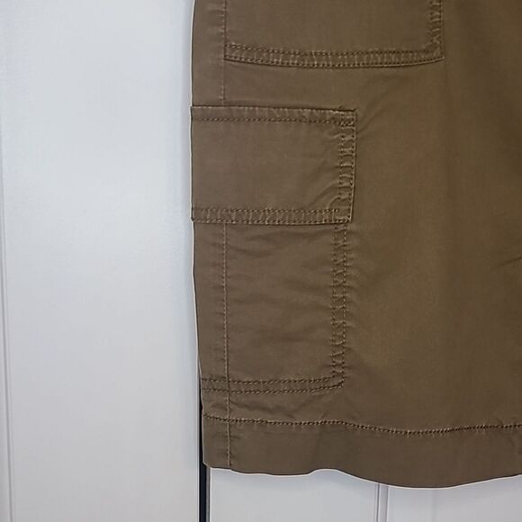 Eileen Fisher Cotton Tencel Twill Cargo Pocket Olive Khaki Mini Skirt Size S - Picture 3 of 12